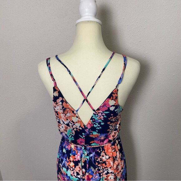 1.4.3 Story by Line Up Floral Muticolor Wrap Front Maxi Dress Women's Size Small - Picture 4 of 14